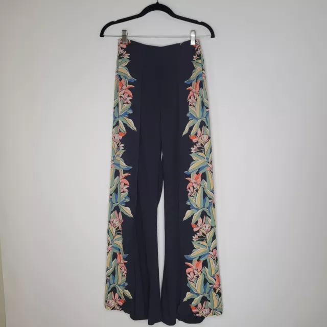 BILLABONG Split Spirit Wrap Pants Sz S Side Slits Black Floral Pull On Tropical