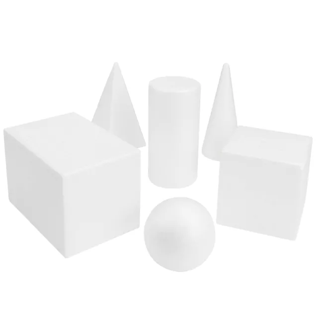 BELLE VOUS Geometrische Formen 3D Weiß aus Schaumstoff (6 STK) – Feste Solide