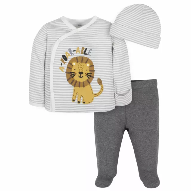 Gerber Baby Boy's 3 Piece Organic Cotton Take Me Home Set Size Preemie Lion