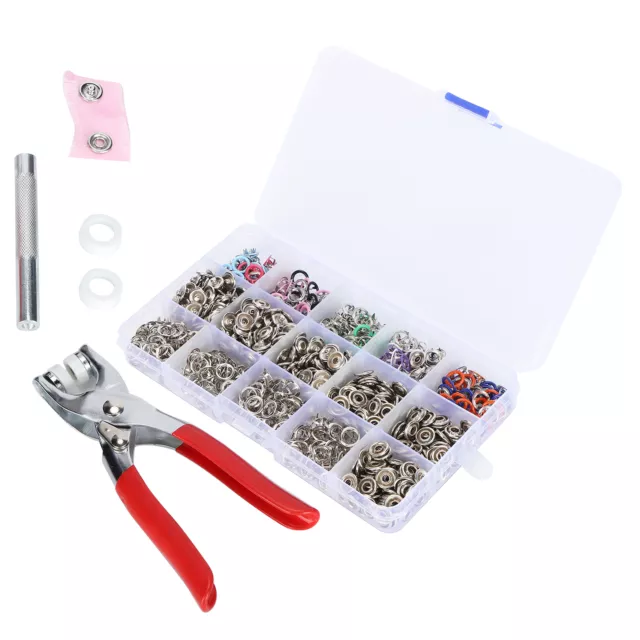 200 Sets Hollow Snap Fastener Press Stud Leather Prong Button With Plier Eob