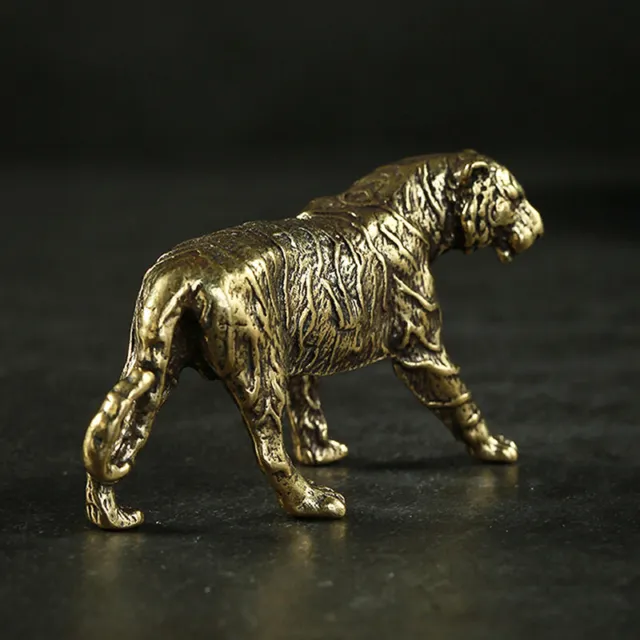 Tiger Casting Animal Figurine Abstract Geometric Style Metal Retro Sculpture-EL