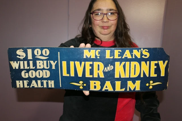 Vintage c.1900 McLean's Liver & Kidney Balm $1 Drug Store Medicine 21" Sign