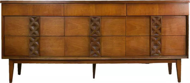 Mid Century Modern Walnut Dresser by Bassett Furniture