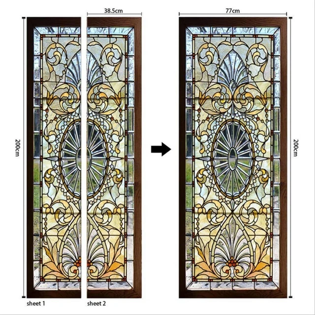 Static-Cling Frosted Stained Glass Door 3D-Sticker Film Privacy Decor 77*200cm