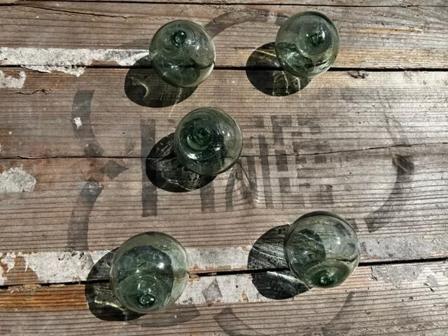Lot of 5 Smaller Japanese Antique Glass Fishing Floats