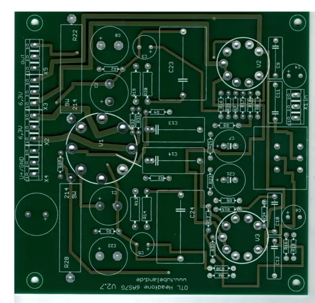 OTL Headfone Ampflifer mit der 6AS7G o.ä. Röhren -Tubeland  Leiterplatte