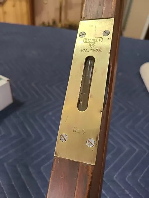 Vintage Stanley Sweetheart No. 0 Cherry Wood Level  28” With Brass Plate / Logo
