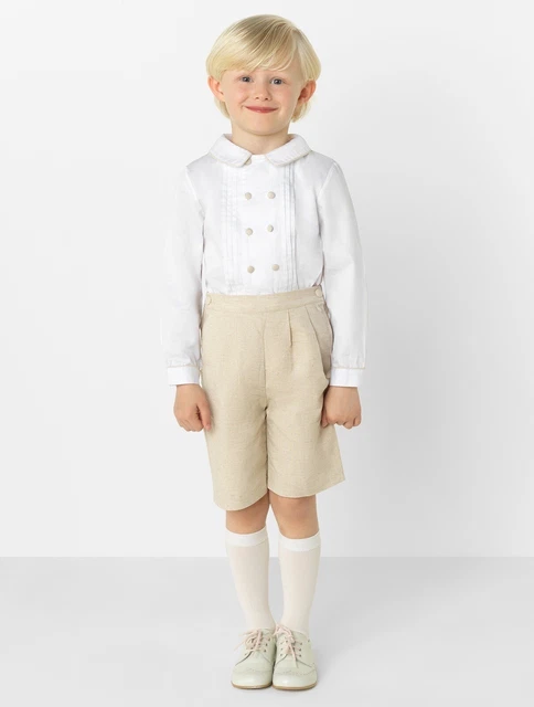 Abito di lino ragazzo Paisley of London bianco beige collezione page - età 4
