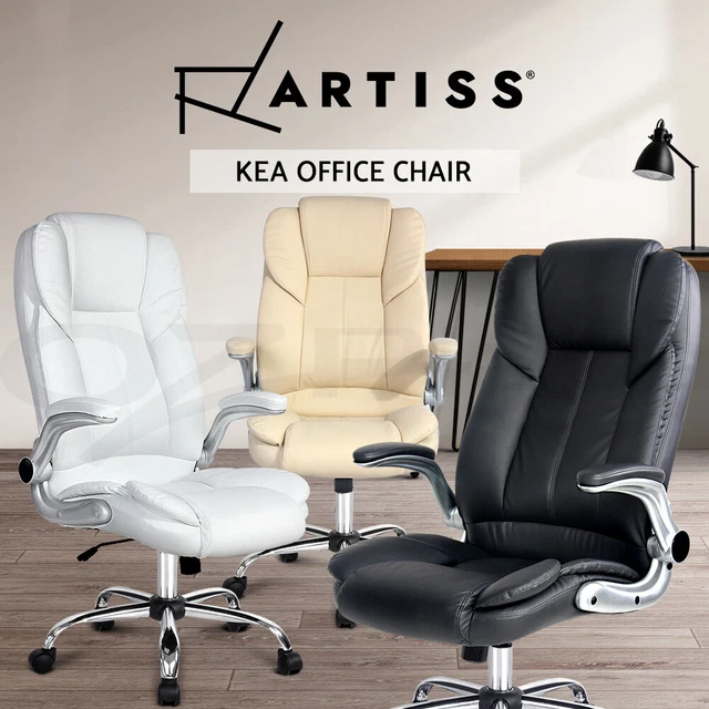 Artiss Office Chair Leather Executive Computer Gaming Chairs Black White Beige