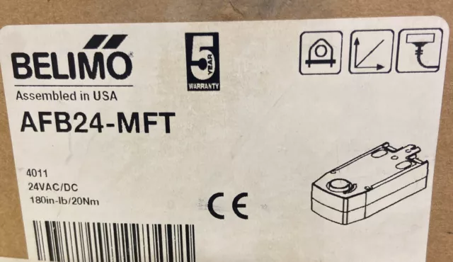 Belimo AFB24-MFT Damper Actuator, 180 in-lb 20 Nm, AC/DC 24V - NEW IN BOX!!