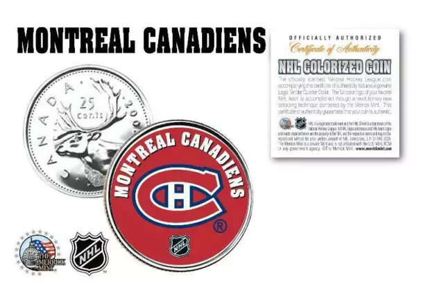 Montréal Canadiens NHL Hockey Canada Quarts Pièce de Monnaie ! COA & Support