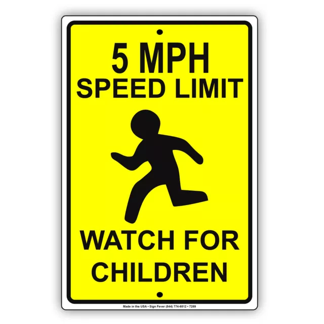 5 Mph Speed Limit Watch For Children Decor Novelty Notice Aluminum Metal Sign