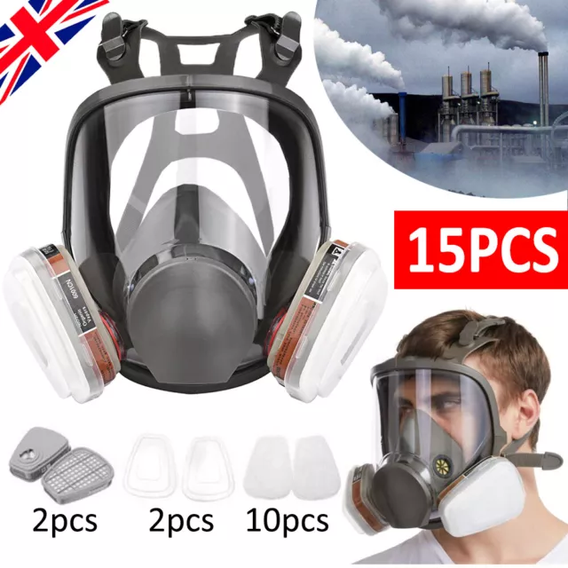 6800 Full Face 15 IN 1 Gas Mask Chemical Vapor Paint Spray Respirator 95% Filter