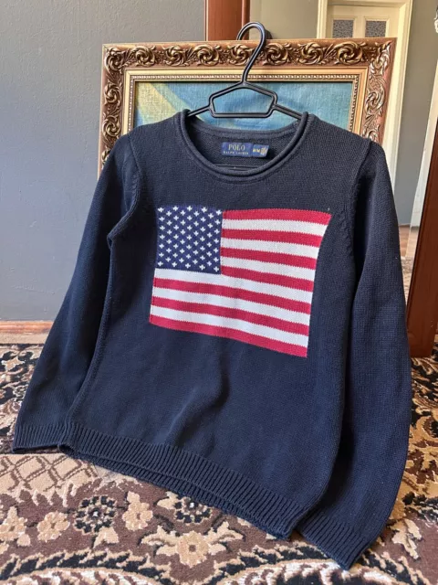 Polo Ralph Lauren Sweater knit USA american FLAG RARE SIZE