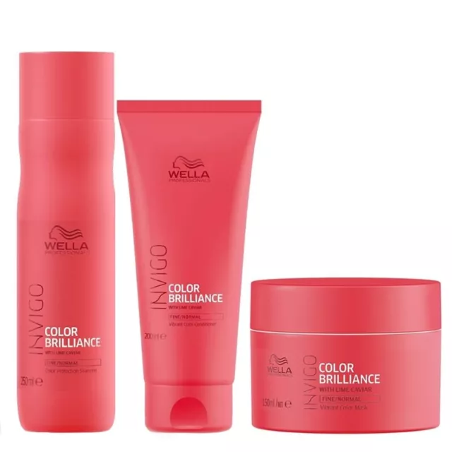 Set para el Cabello Color Delgados WELLA Kit Invigo shampoo + mask + Balsamo