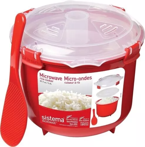 Sistema Microwave Rice Cooker 2.6L  Vegetable Pasta Steamer Cook   Spoon BPA Fre