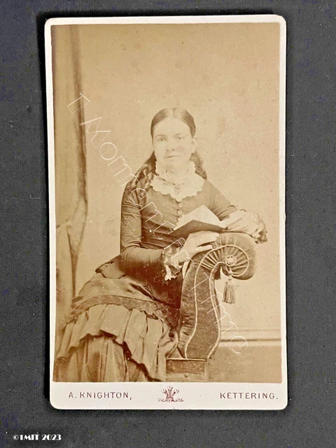 CDV Pretty Young Lady Ringlets, by Knighton Kettering Victorian Fashion Photo