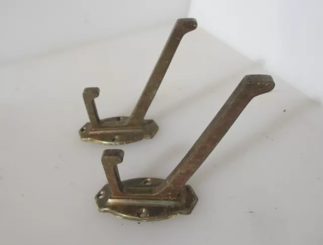 Vintage Brass Hooks Old Coat Hook Hangers Antique Art Deco