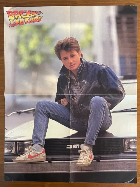 RARE Vintage 1985 Back To The Future Michael J Fox Fold Out Poster DeLorean 80s