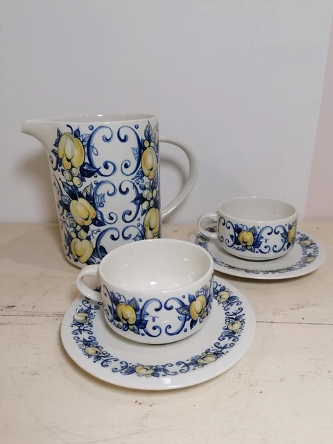 Lot Carafe Tasses Villeroy Et Boch Faience Vintage Cadiz