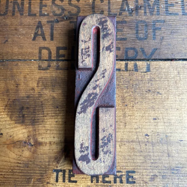 Vintage Printers Block Letterpress Wooden Printing Very Large 12.7 cm Letter S