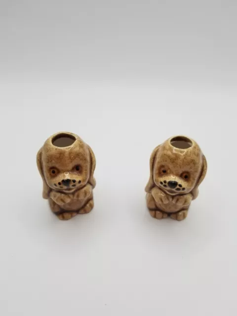 Pair of Vintage ceramic macrame dog beads
