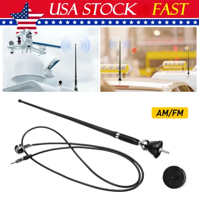 16" Universal Mount Swivel Base Car Radio AM/FM Amplified Signal Aerial Antenna