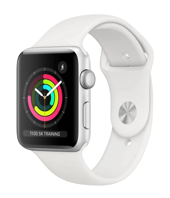 Apple Watch Series 3 38mm Aluminium Silber Gehäuse Weiß Sport Band (MTF22ZD/A)