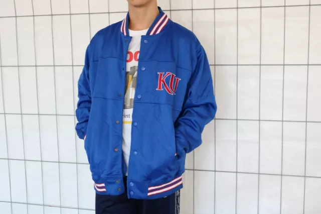 Champs Sports Kansas Jayhawks Vintage 90s Baseballjacke jacket Blau Gr. L EP7