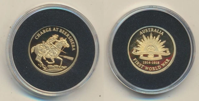 Australia: WWI 1914-1918 ANZAC 2g 14 Carat Gold Proof Medal - Armistice