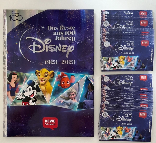 REWE 100 JAHRE Disney (2023)- Stickeralbum + 20 Sticker Päckchen x 4 ...