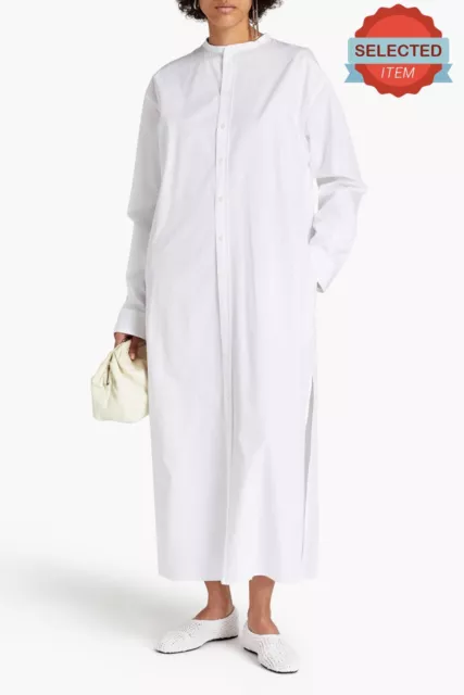 RRP€805 JIL SANDER Maxi Shirt Dress US8 DE38 L Mandarin Collar Made in Italy
