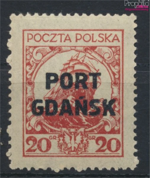 Briefmarken Polnische Post Danzig 1926 Mi 18I mit Falz Schiffe, Boote (9975616
