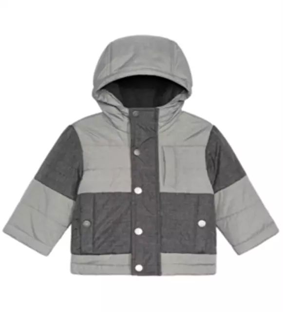 S Rothschild & Co Boy's Colorblocked Melange Hooded Jacket Gray Size 24MOS