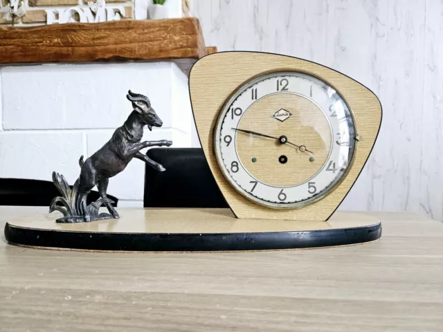 Ancienne Horloge Pendule En Formica Lumik Mécanique Avec Sa Clé 🔑