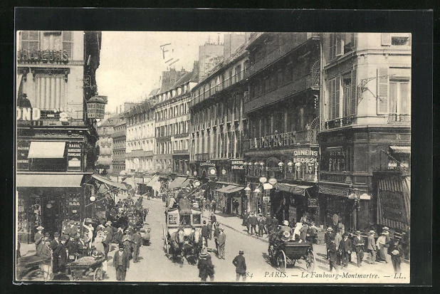 CPA Paris, Le Faubourg-Montmatre, Passants et Boutiques