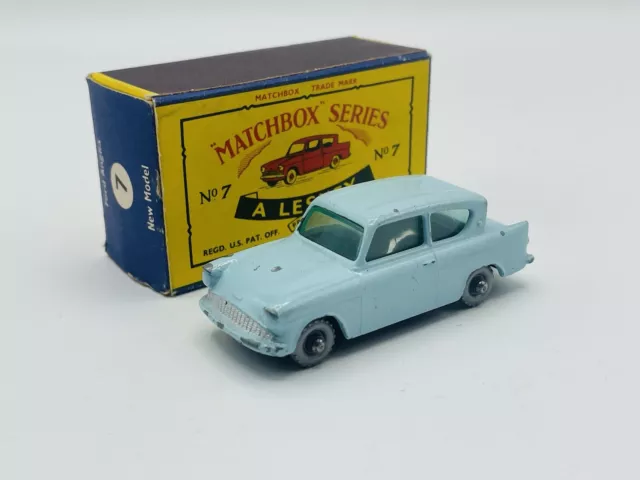 Matchbox Lesney Moko 7b Ford Anglia Pale Blue SPW Original & Original Box 1961