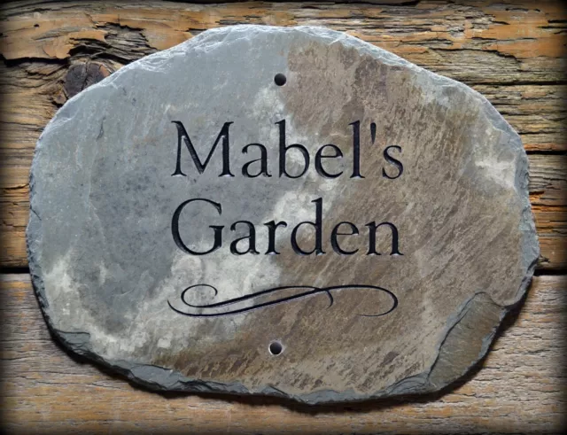 ENGRAVED GARDEN SLATE/Sign/GATE/House plaque/Decor/Art / Carved Stone #4CW