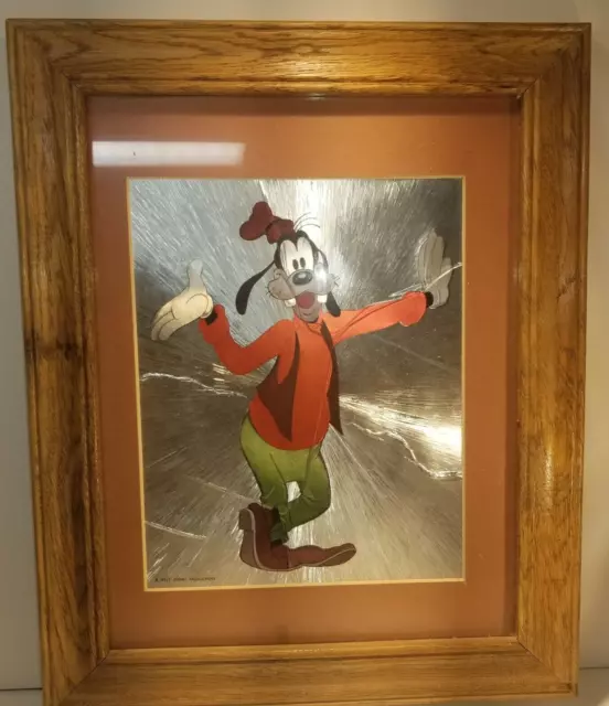 Disney Foil Art 80's Goofy Duplex Print Framed Metallic Retro Modern vtg