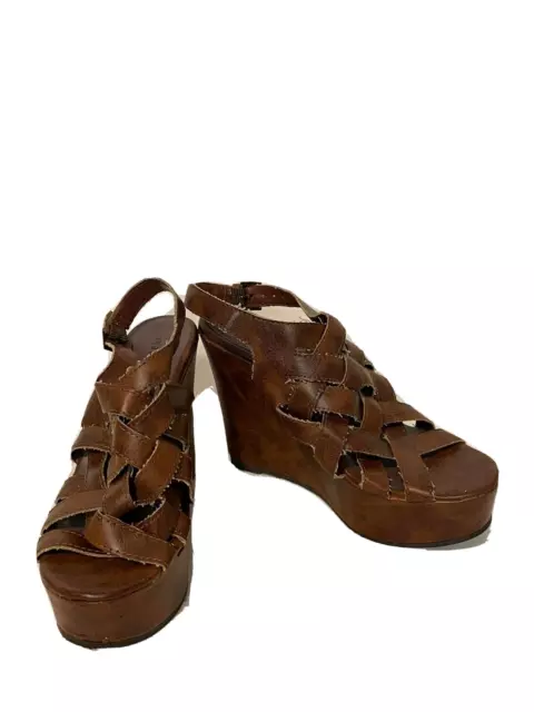 Madden Girl Women's Sandals Size 6M Wedge Heel Platform Vegan Kingdome Brown