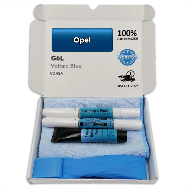 Pintura de retoque azul voltaico G6L para lápiz Opel CORSA pincel rascador chip cepillo fijo