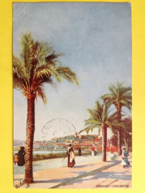 cpa Illustration Raphael TUCK 06 - CANNES Boulevard de la CROISETTE Palmiers