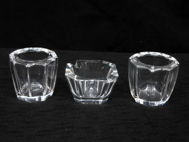 VINTAGE SIGNED FRENCH BACCARAT CRYSTAL TOOTH PICK HOLDER LOT - 3Pcs.