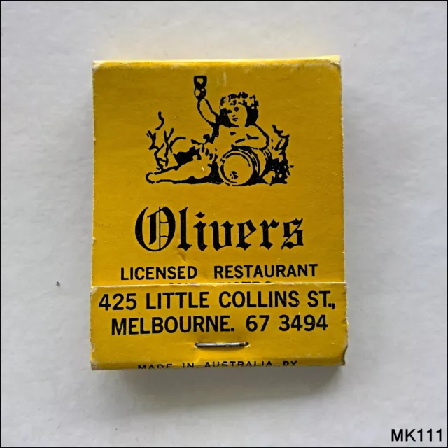 Olivers Restaurant 425 Little Collins St Melbourne 673494 Matchbook (MK111)