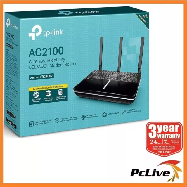 TP-Link Archer VR2100V VoIP AC2100 Wireless Gigabit VDSL ADSL Modem Router NBN