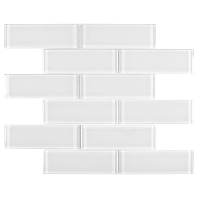 Modern 2X6 White Translucent Subway Glossy Glass Mosaic Tile MTO0650