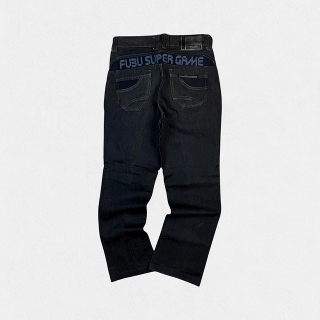 Jeans FUBU Baggy Vintage Noir Taille S | Style Hip Hop Années 90 – Occasion Très Bon état