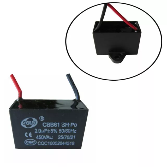 Black 2-wire Terminal Ceiling Fan Motor Run Capacitor Electronic Component