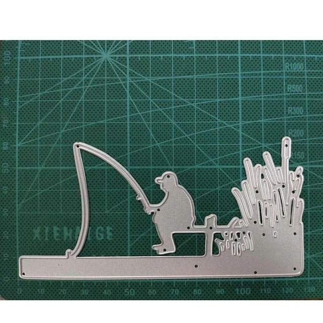Men fishing Metal Cutting Die Stencils Scrapbooking Album Embossing Paper Craft 2