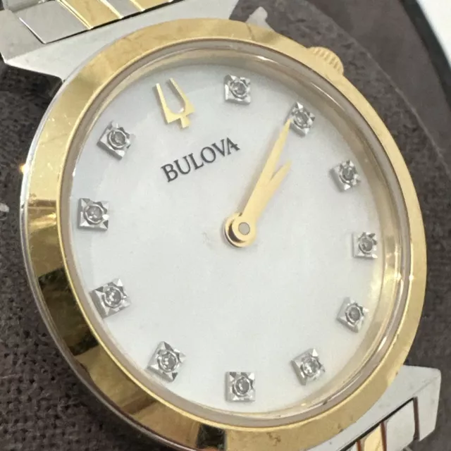 Bulova Regatta Ladies Diamond Two Tone Stainless Steel Quartz Watch 98P202